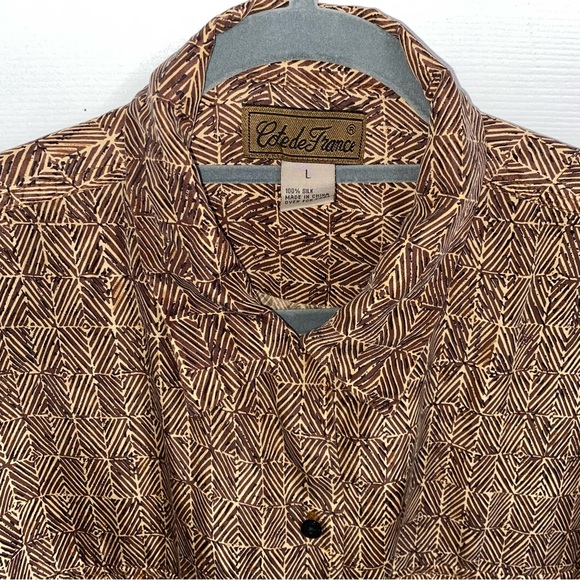 Cote De France Vintage Mens Silk Long Sleeves Button Up size Large - Picture 5 of 8